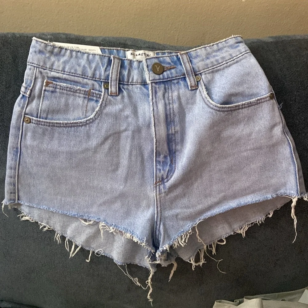 ABRAND A High Relaxed Shorts Distressed Vintage Blue size 24